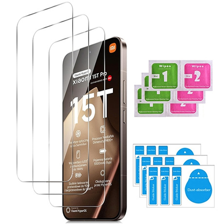 3x SZKŁO HARTOWANE 9H SZYBKA do Xiaomi 15T / 15T Pro