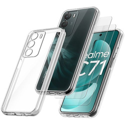 Etui do Realme C71 WZMACNIANE 360° CLEAR CASE + 2x SZKŁO HARTOWANE