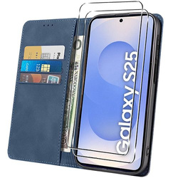 Etui do Samsung Galaxy S25 Skórzane Magnetyczne + 2x SZKŁO HARTOWANE 9H