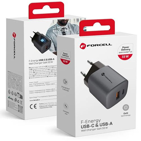Ładowarka sieciowa GaN USB-C + USB PD QC 4.0 PD 3A 33W kostka do telefonu