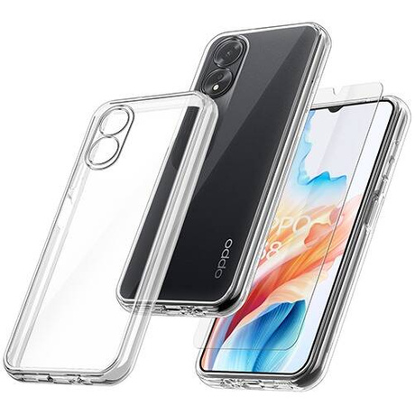 Etui do Oppo A18 / A38 4G WZMACNIANE 360° CLEAR CASE + SZKŁO HARTOWANE