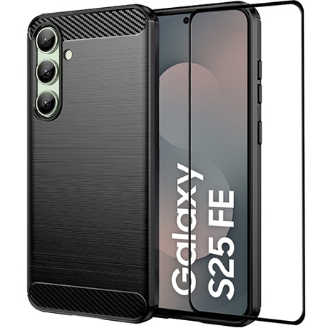 ETUI PANCERNE KARBON do Samsung Galaxy S25 FE + SZKŁO 5D