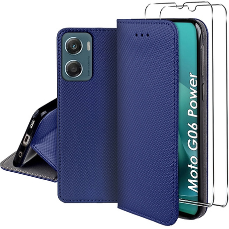 Etui z klapką do Motorola Moto G06 / G06 Power SMART MAGNET CASE + 2X SZKŁO HARTOWANE