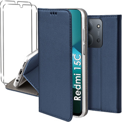 Etui do Xiaomi Redmi 15C 4G / 5G skórzane magnetyczne z klapką + 2x SZKŁO HARTOWANE