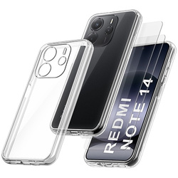 Etui do Xiaomi Redmi Note 14 4G WZMACNIANE 360° CLEAR CASE + 2x SZKŁO HARTOWANE