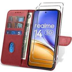 Etui do Realme 14 5G / 14T 5G SKÓRZANE SKIN + 2x SZKŁO HARTOWANE 9H