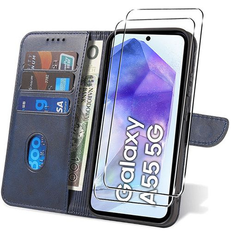 Etui do Samsung Galaxy A55 5G SKÓRZANE SKIN + 2x SZKŁO 9H