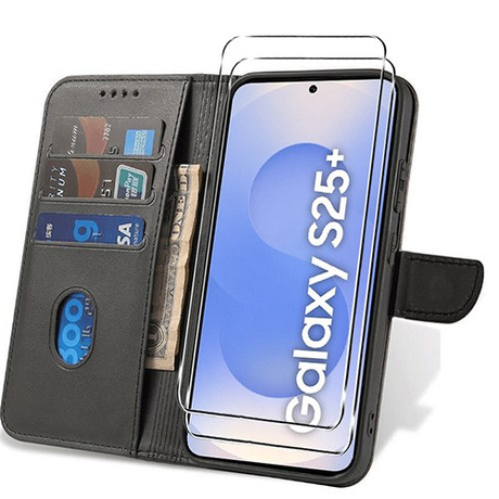 Etui do Samsung Galaxy S25 Plus 5G SKÓRZANE SKIN + 2x SZKŁO HARTOWANE 9H