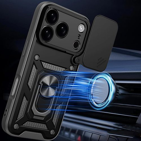 Etui do iPhone 17 Pro Max SLIDE RING CASE PANCERNE + 2x SZKŁO
