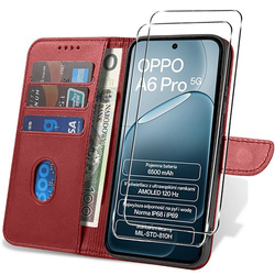 Etui do Oppo A6 Pro 5G SKÓRZANE SKIN + 2x SZKŁO HARTOWANE 9H