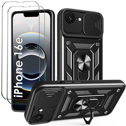Etui do iPhone 16e SLIDE RING CASE PANCERNE + 2x SZKŁO HARTOWANE