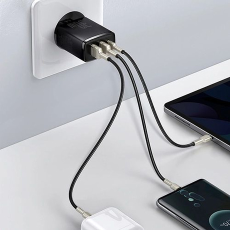 Ładowarka sieciowa Baseus 2xUSB-A USB-C QC 30W kostka do telefonu / tabletu