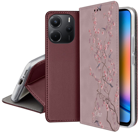Etui SKÓRZANE do Xiaomi Redmi Note 14 5G wzory PORTFEL + SZKŁO