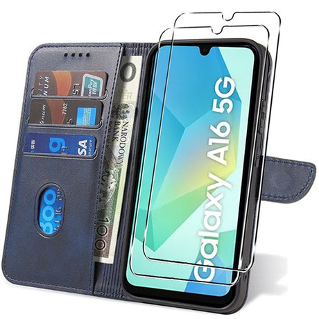 Etui do Samsung Galaxy A16 4G / 5G SKÓRZANE SKIN + 2x SZKŁO