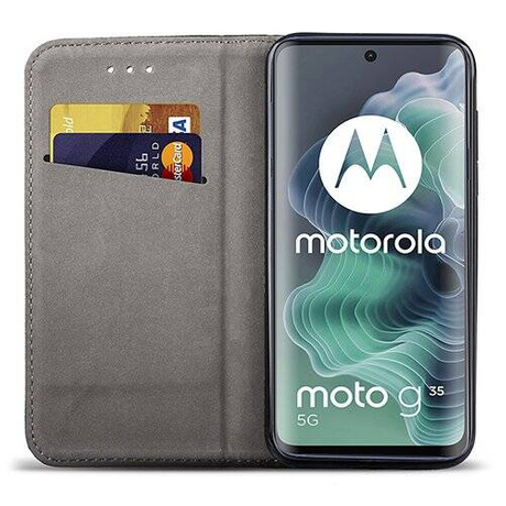 Etui do Motorola Moto G35 5G skórzane magnetyczne z klapką + SZKŁO HARTOWANE