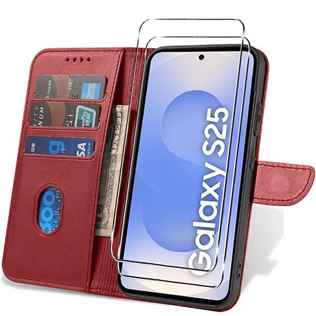 Etui do Samsung Galaxy S25 5G SKÓRZANE SKIN + 2x SZKŁO HARTOWANE 9H