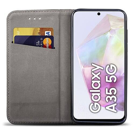 Etui do Samsung Galaxy A35 5G skórzane magnetyczne z klapką + SZKŁO HARTOWANE