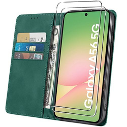 Etui do Samsung Galaxy A56 5G Skórzane Magnetyczne + 2x SZKŁO HARTOWANE 9H