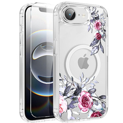 Etui do iPhone 16e do MAGSAFE FLOWER wzory + SZKŁO