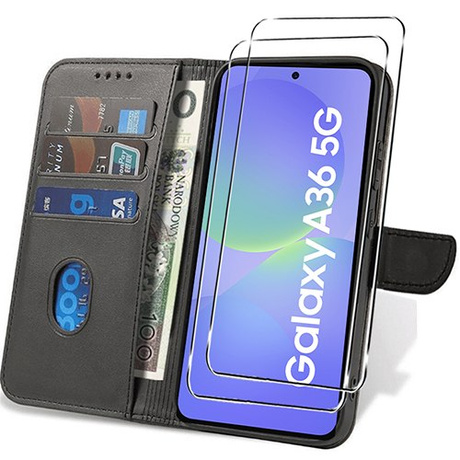 Etui do Samsung Galaxy A36 5G SKÓRZANE SKIN + 2x SZKŁO HARTOWANE 9H