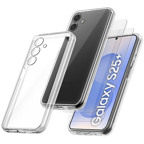 Etui do Samsung Galaxy S25+ Plus 5G WZMACNIANE 360° CLEAR CASE + 2x SZKŁO HARTOWANE