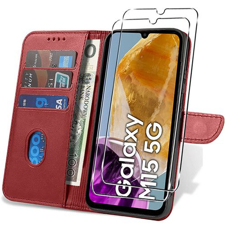 Etui do Samsung Galaxy M15 5G SKÓRZANE SKIN + 2x SZKŁO 9H