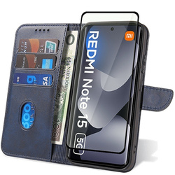 Etui do Xiaomi Redmi Note 15 5G SKÓRZANE SKIN + 5D SZKŁO HARTOWANE