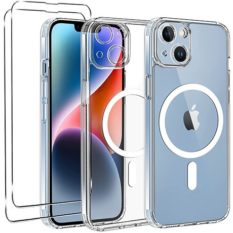 Etui do iPhone 13 | 14 DO MAGSAFE WZMACNIANE ANTI SHOCK CLEAR + 2x Szkło 9H