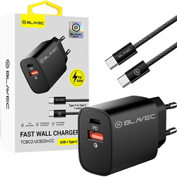 ZESTAW | SZYBKA ŁADOWARKA SIECIOWA USB TYPE-C + KABEL TYPE C | PD20W 3000mA