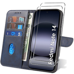 Etui do Xiaomi Redmi Note 14 4G SKÓRZANE SKIN + 2x SZKŁO HARTOWANE 9H