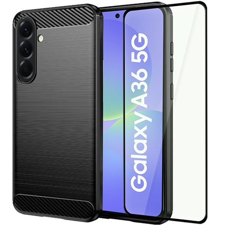 ETUI PANCERNE KARBON do Samsung Galaxy A36 5G + SZKŁO 5D