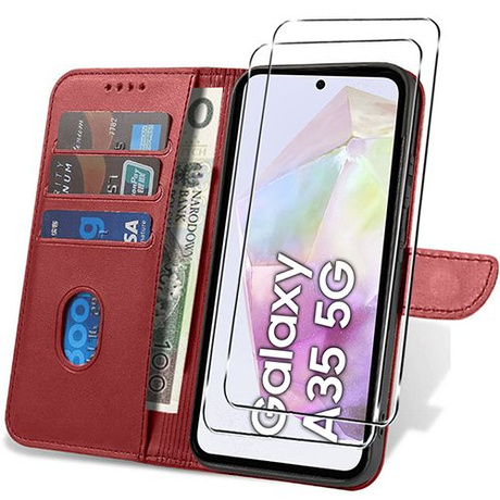 Etui do Samsung Galaxy A35 5G SKÓRZANE SKIN + 2x SZKŁO 9H