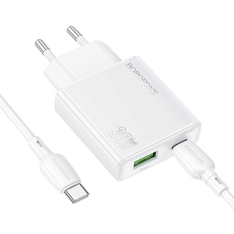 ZESTAW ŁADOWARKA SIECIOWA DO TELEFONU USB USB-C GaN PD 30W 3A + KABEL USB-C