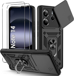 Etui do Xiaomi Redmi Note 14 4G SLIDE RING CASE PANCERNE + 2x SZKŁO HARTOWANE