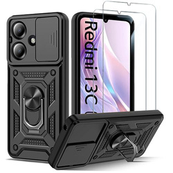 Etui do Xiaomi Redmi 13C 5G SLIDE RING CASE PANCERNE + 2x SZKŁO SZYBKA 9H