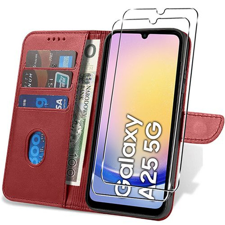 Etui do Samsung Galaxy A25 5G SKÓRZANE SKIN + 2x SZKŁO SZYBKA 9H