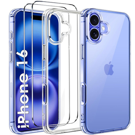 Etui do iPhone 16 WZMACNIANE 360° CASE + 2x SZKŁO SZYBKA 9H