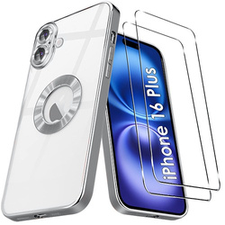 Etui do iPhone 16 Plus Silicone Clear ochrona aparatu  + 2x SZKŁO HARTOWANE