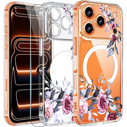 Etui do iPhone 17 Pro DO MAGSAFE wzory FLOWER MAGNETIC CASE + SZKŁO