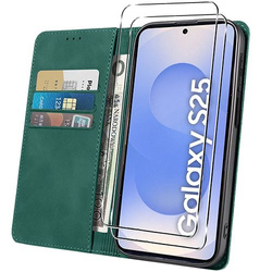 Etui do Samsung Galaxy S25 Skórzane Magnetyczne + 2x SZKŁO HARTOWANE 9H