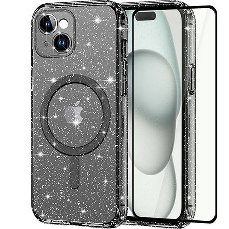 Etui do iPhone 15 do Magsafe Clear Shine  + SZKŁO HARTOWANE 5D