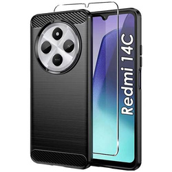 Etui do Xiaomi Redmi 14C KARBON CASE pancerne + SZKŁO