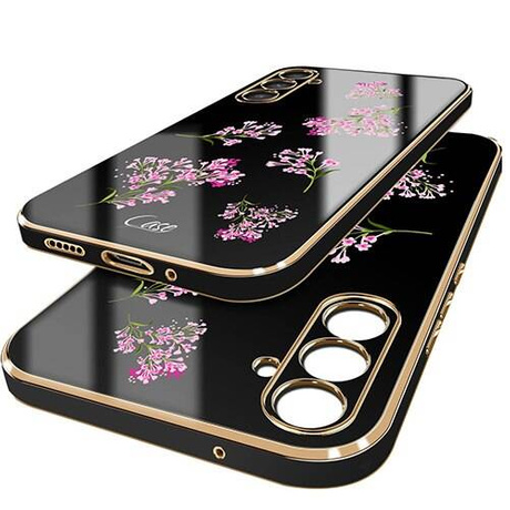 Etui do Samsung Galaxy A16 4G / 5G WZORY GLAMOUR ze złotą ramką + SZKŁO