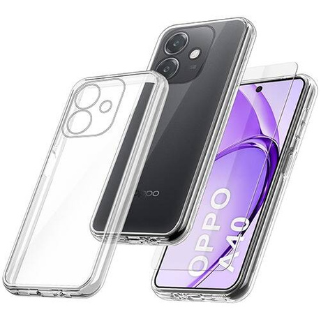 Etui do Oppo A40 / A40m WZMACNIANE 360° CLEAR CASE + SZKŁO HARTOWANE