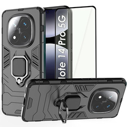 Etui do Xiaomi Redmi Note 14 Pro 5G ARMOR RING CASE PANCERNE + 5D SZKŁO HARTOWANE
