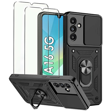 Etui do Samsung Galaxy A16 4G / 5G SLIDE RING CASE PANCERNE + 2X SZKŁO HARTOWANE