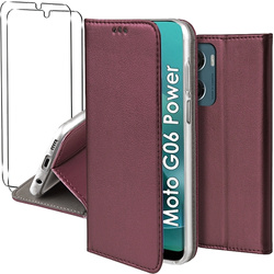 Etui do Motorola Moto G06 / G06 Power skórzane magnetyczne z klapką + 2x SZKŁO HARTOWANE