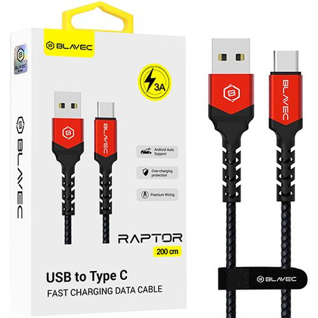 KABEL Blavec USB USB-C TYP C 60W 3A CarPlay Android Auto SZYBKI W OPLOCIE 2M