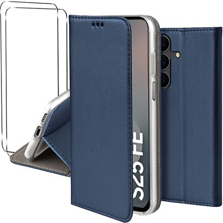 Etui do Samsung Galaxy S25 FE skórzane magnetyczne z klapką + SZKŁO HARTOWANE