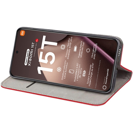 Etui z klapką do Xiaomi 15T SMART MAGNET CASE + 2X SZKŁO HARTOWANE